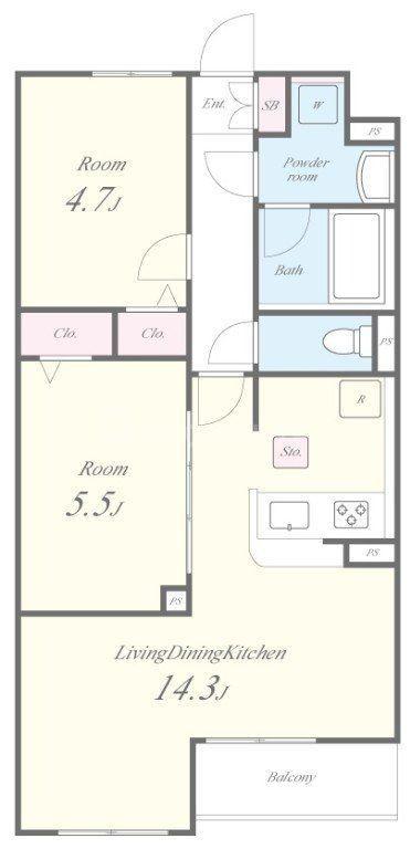 CASA ALBERO(2LDK/1階)の間取り写真