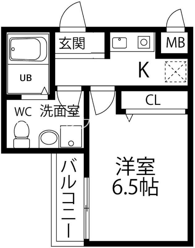 ウイング住之江(1K/1階)の間取り写真