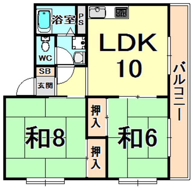 グランコート武庫之荘(2LDK/4階)の間取り写真