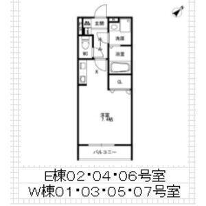 エクセル田中 E(1K/1階)の間取り写真