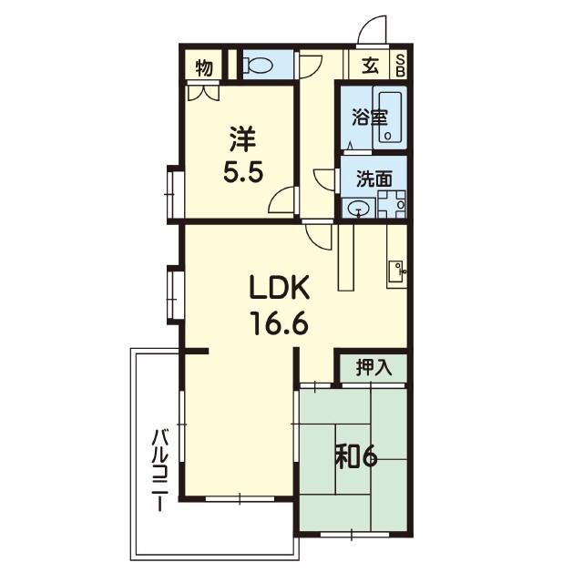 サンハイツ武蔵ヶ丘(2LDK/3階)の間取り写真