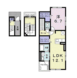アンソレイエV(1LDK/3階)の間取り写真