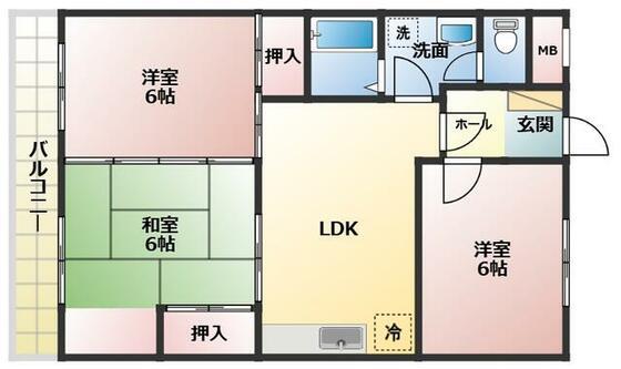 エッグマンション(3LDK/4階)の間取り写真