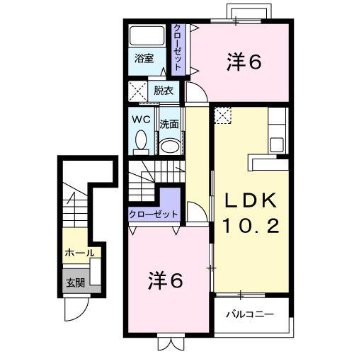 シャルマンU(2LDK/2階)の間取り写真