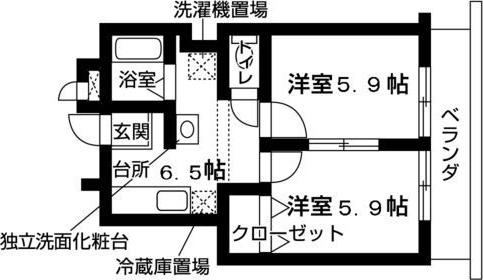 VIPちくさ(2DK/1階)の間取り写真
