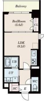 フレンシア西宮北口(1LDK/2階)の間取り写真