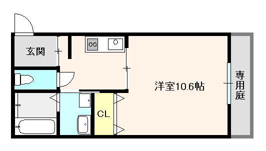 パルフラッツ王居殿(1K/1階)の間取り写真