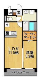 エスペランサ久留米駅前(1LDK/2階)の間取り写真