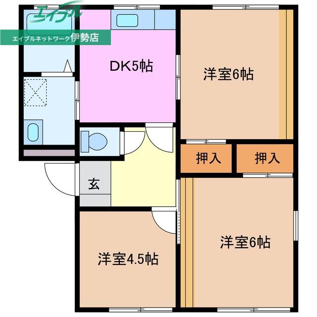 ブリッジハウス(3DK/1階)の間取り写真