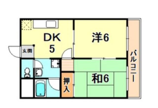 六甲スカイハイツ(2DK/4階)の間取り写真