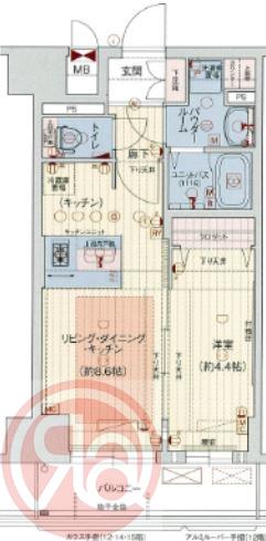 プレサンス難波クチュール(1LDK/15階)の間取り写真