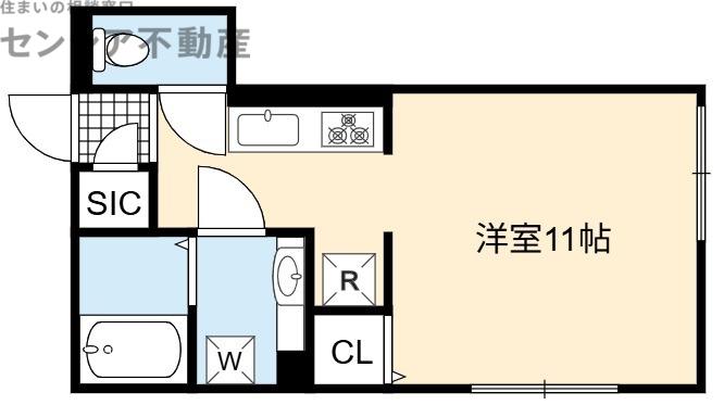 アヴェルラ京橋(ワンルーム/2階)の間取り写真
