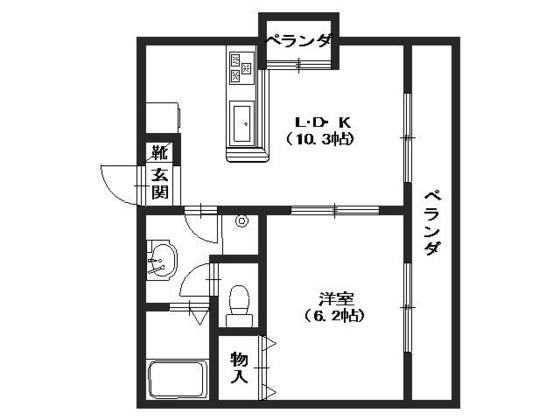 ハイネ長束NO2(1LDK/3階)の間取り写真