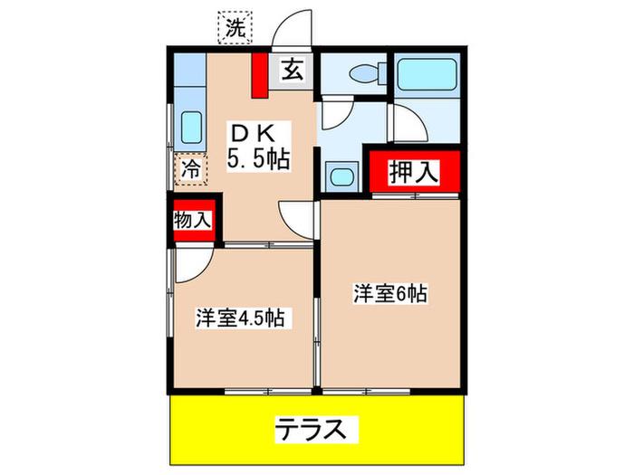 つばき荘(2DK/1階)の間取り写真