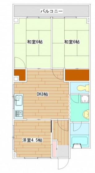 福本マンション(3DK/1階)の間取り写真