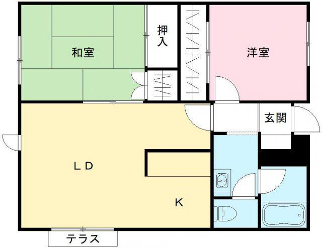 グリーンガーデン松南B棟(2LDK/1階)の間取り写真