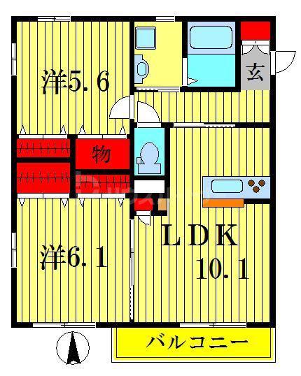 ジュネス金町(2LDK/4階)の間取り写真