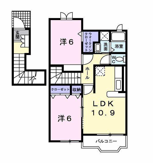 ノースヒルあいみ(2LDK/2階)の間取り写真