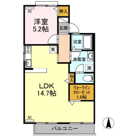 メゾン天野A(1LDK/2階)の間取り写真