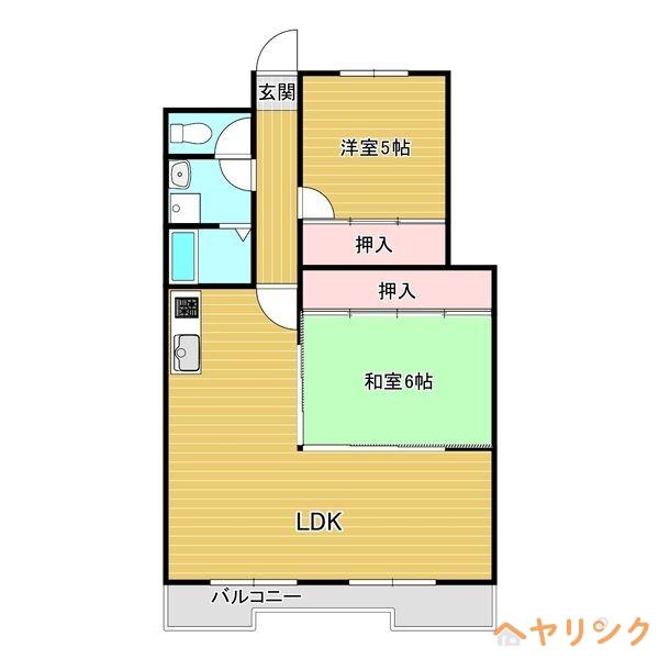 シャンポール鴻の巣(2LDK/2階)の間取り写真