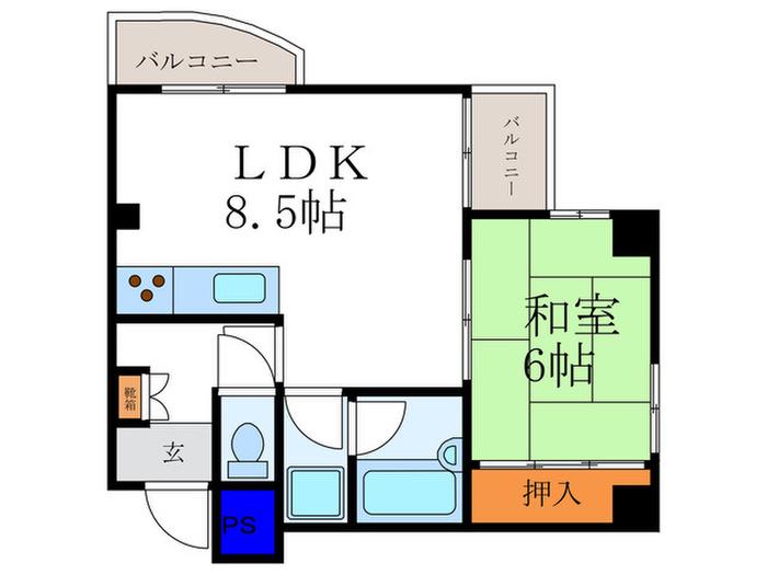 パラドール東山(1LDK/3階)の間取り写真