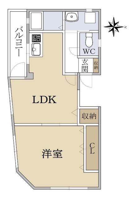 フロールフレンテ阿倍野(1LDK/3階)の間取り写真