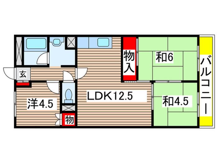 ロイヤルヒルズ大和町(3LDK/2階)の間取り写真