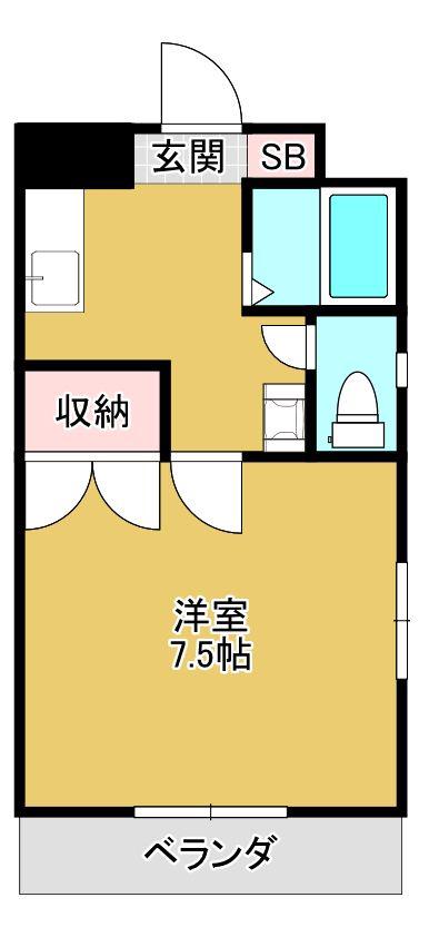 ビューテラス(1K/7階)の間取り写真