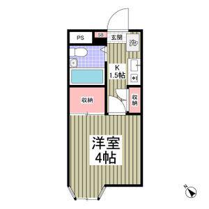 パンシオン上尾NO1(1K/1階)の間取り写真