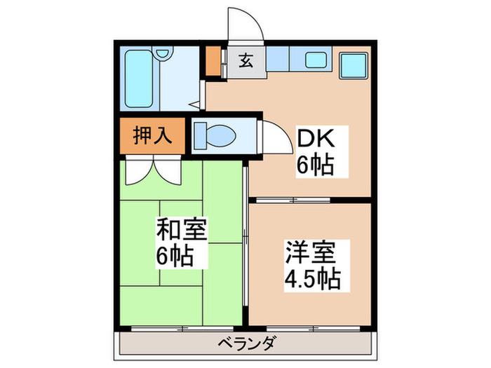 シャルムスズキIII(2DK/1階)の間取り写真