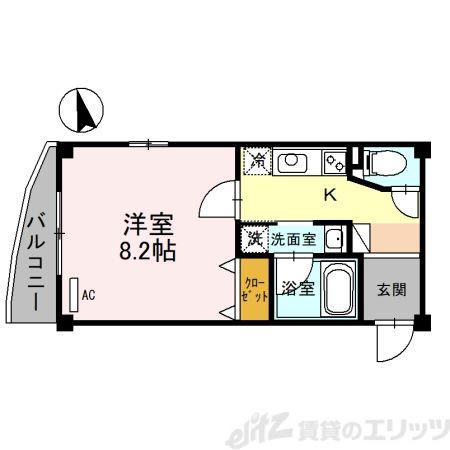 メゾンアンシャンテ(1K/1階)の間取り写真