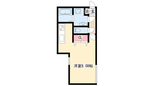 BRANCHE覚王山(ワンルーム/3階)の間取り写真
