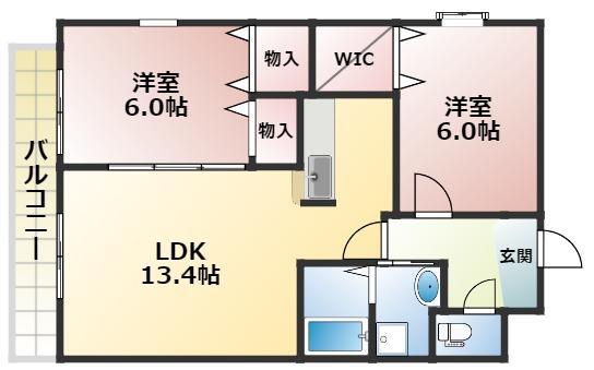 カーサベルデトレス(2LDK/3階)の間取り写真