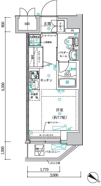 クラリッサ川崎ソレイユ(ワンルーム/4階)の間取り写真
