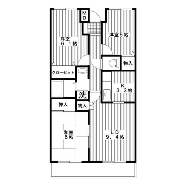 プランジュール神大寺(3LDK/2階)の間取り写真