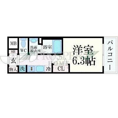 プレサンス難波マジョリティ(1K/5階)の間取り写真