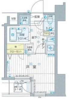 フォレシティ六本木(1K/7階)の間取り写真