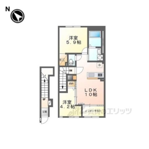 椥辻アパート(2LDK/2階)の間取り写真