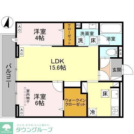 NOBLE PALACE戸塚東 B(2LDK/2階)の間取り写真