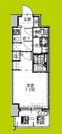 S-RESIDENCEドーム前千代崎(1K/2階)の間取り写真