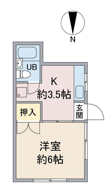 上ノ原ハイツ(1K/1階)の間取り写真