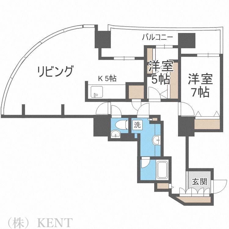 シティタワー円山神宮鳥居前(2LDK/5階)の間取り写真