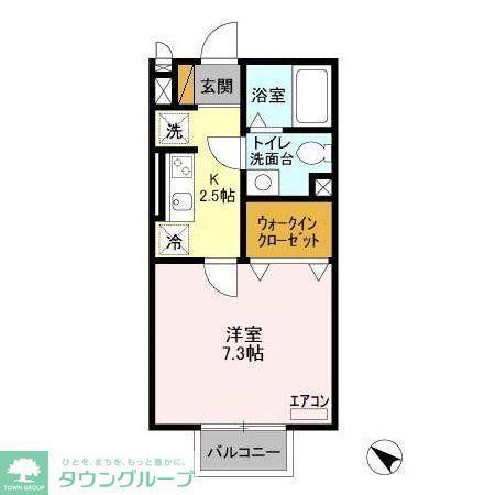 モナリエ稲荷町(1K/1階)の間取り写真