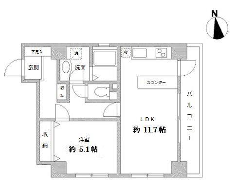 ラクラス田原町(1LDK/9階)の間取り写真
