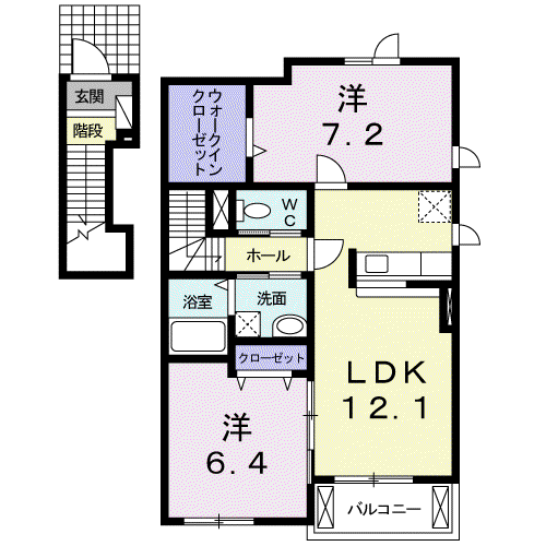 エステルリッツ(2LDK/2階)の間取り写真