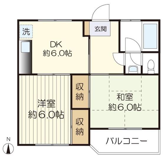 サンハイツ藤(2DK/3階)の間取り写真