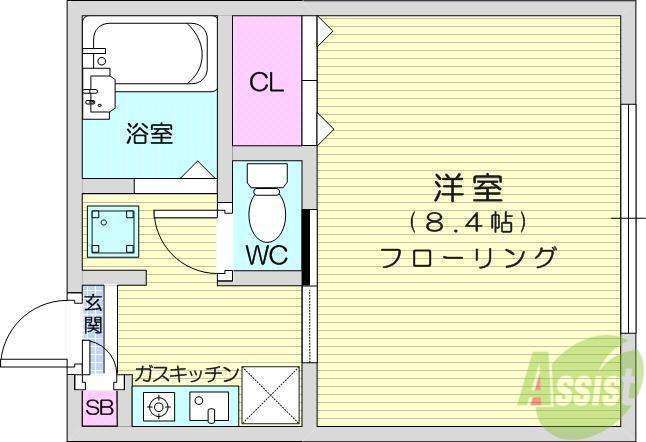 ジューンドエル(1K/2階)の間取り写真