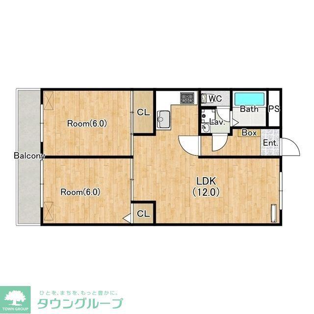 厚木参番館(2LDK/1階)の間取り写真
