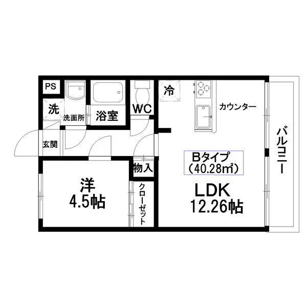セレクト小松島(1LDK/3階)の間取り写真