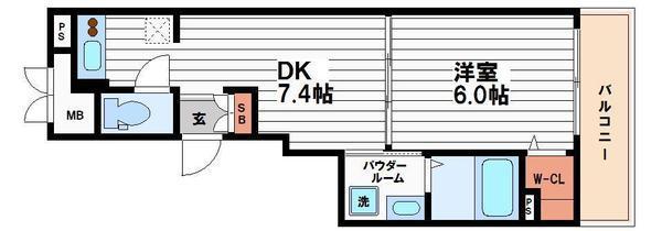 エステムコート心斎橋イーストIIIエクシード(1DK/6階)の間取り写真
